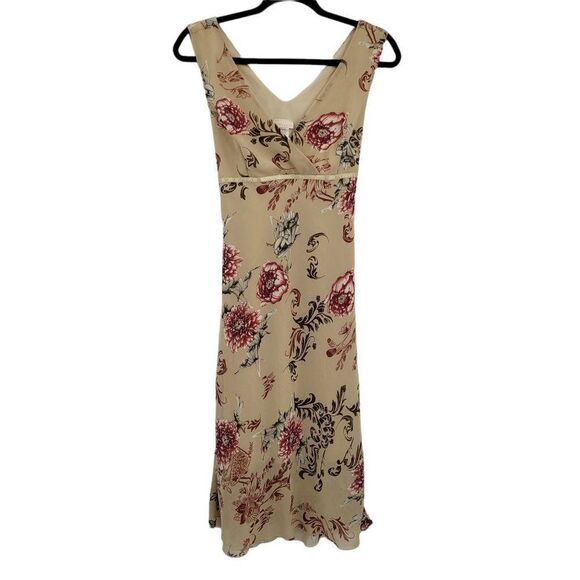 Vtg Dress 90's Empire Tie Back Floral Surplice Sleeveless Midi Slip Dress Sz S - Picture 8 of 8